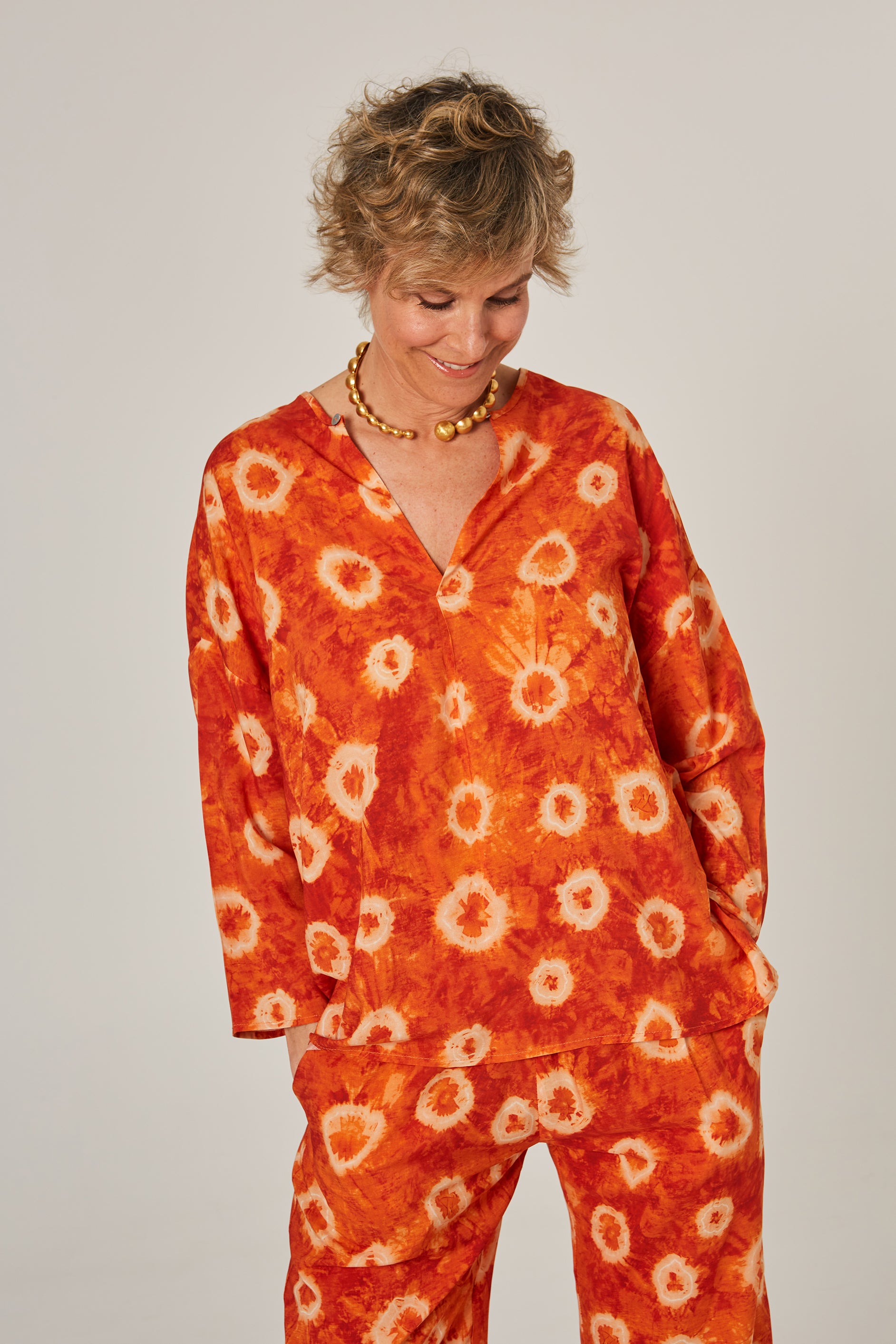 DALILA - CAMISA ESTAMPADO NARANJA