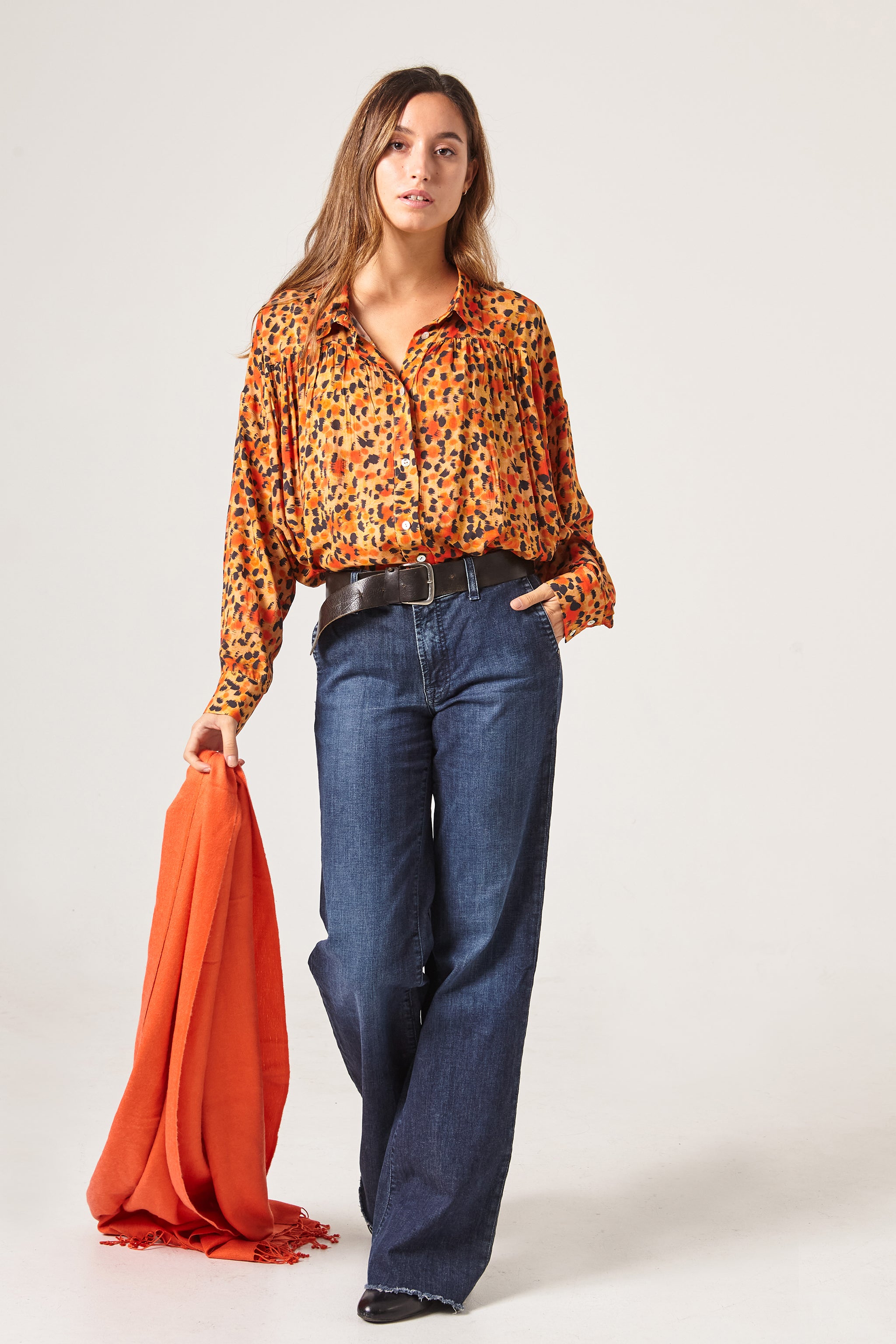ABRIL - CAMISA ESTAMPADA NARANJA
