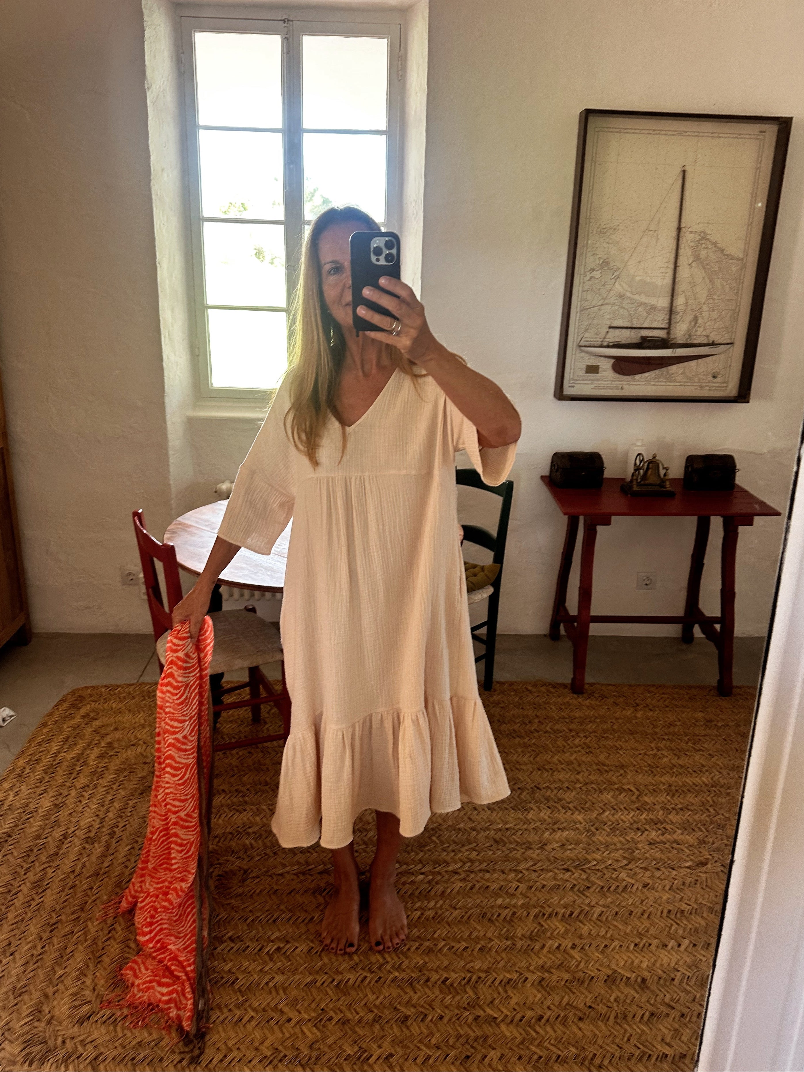 OLIMPUS - VESTIDO BEIGE ALGODÓN
