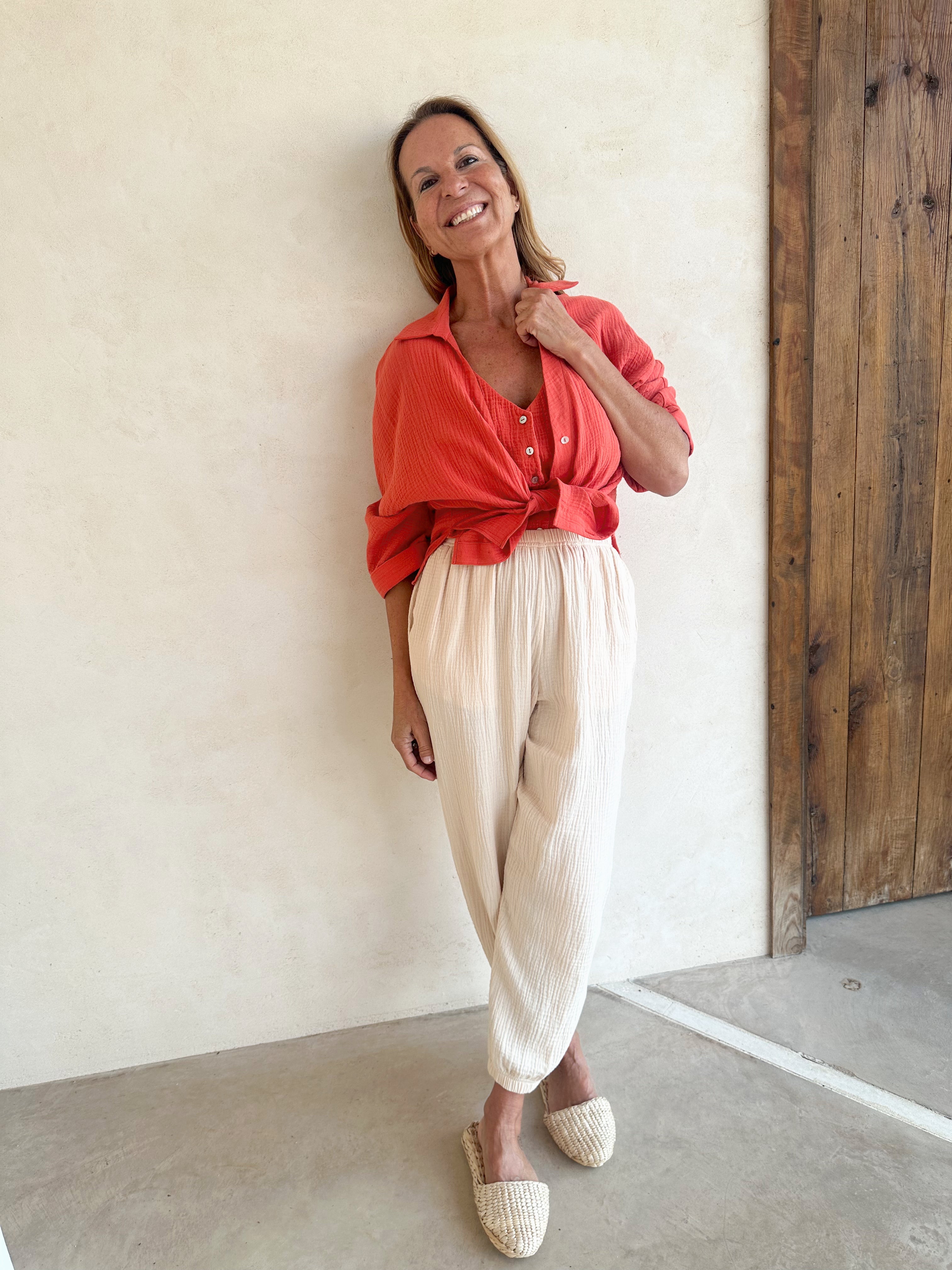 KIRAN - PANTALÓN BEIGE ALGODÓN