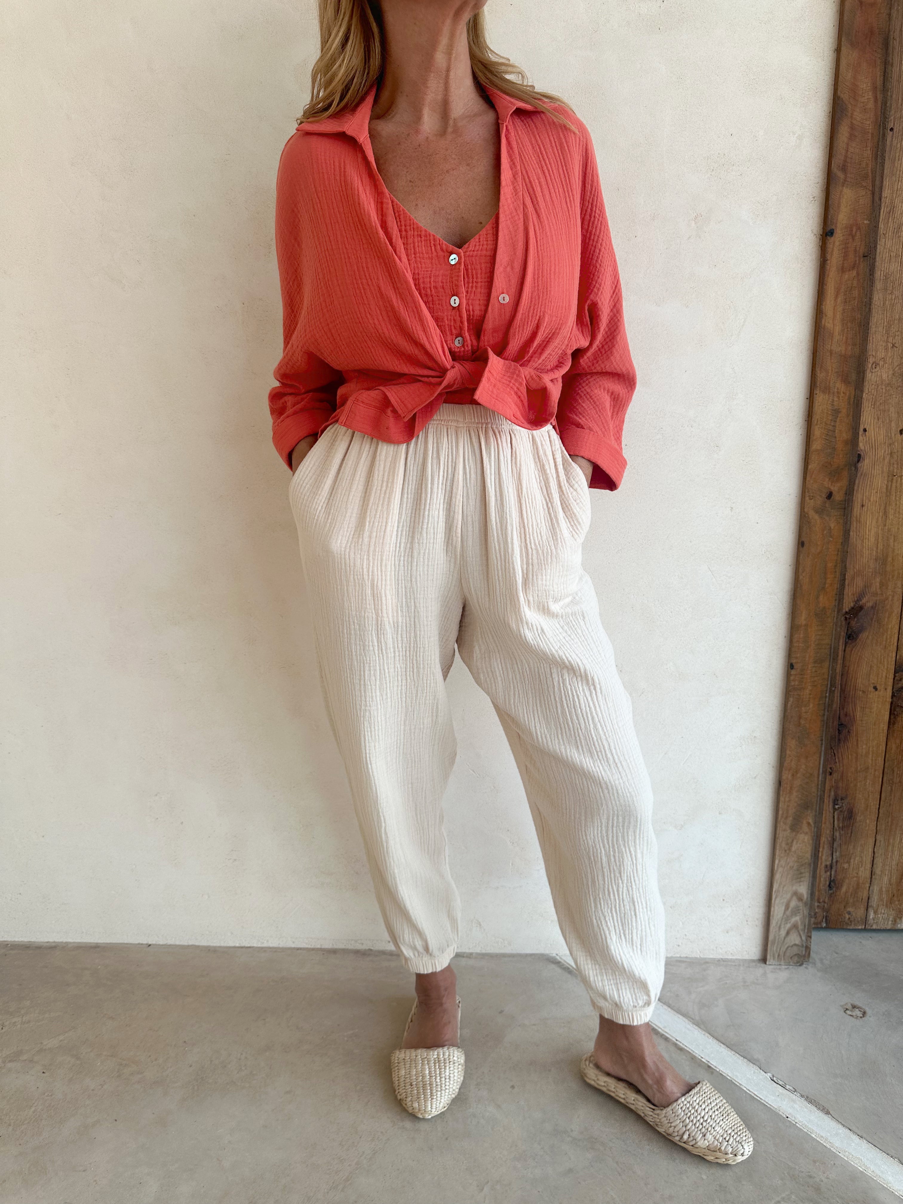 KIRAN - PANTALÓN BEIGE ALGODÓN