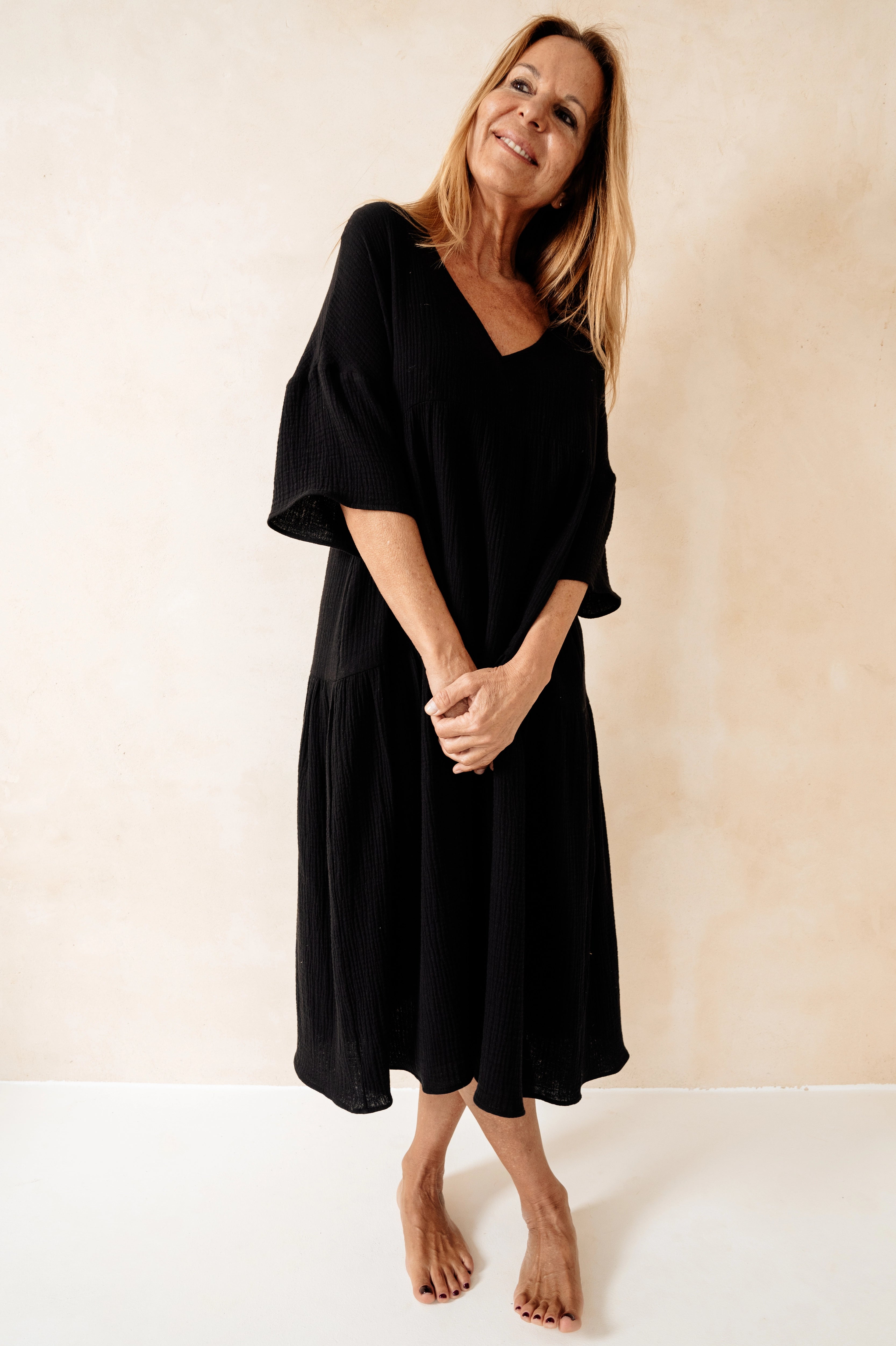 OLIMPUS - VESTIDO NEGRO ALGODÓN